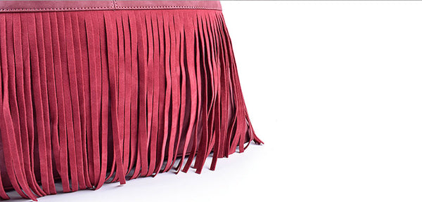 Boho Womens Fringe PU Leather Handbags Shoulder Purse  for Women Details