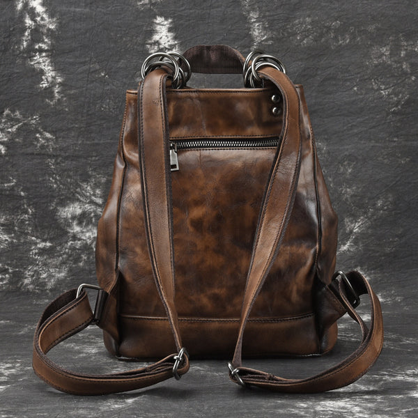 Boho Womens Genuine Leather Backpack Purse Small Shoulder Bag for Women Inside