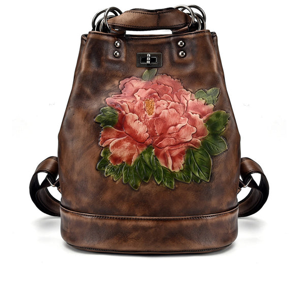 Boho Womens Genuine Leather Backpack Purse