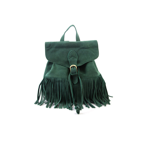 Boho Womens Leather Fringe Backpack Purse Hippie Backpack Bags for Women Funky