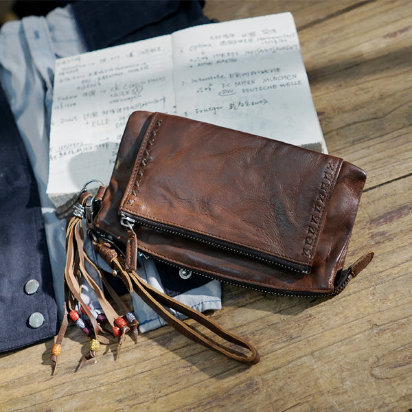 Boho Womens Leather Wallet That Holds Phone Leather Wallets With Tassels For Women
