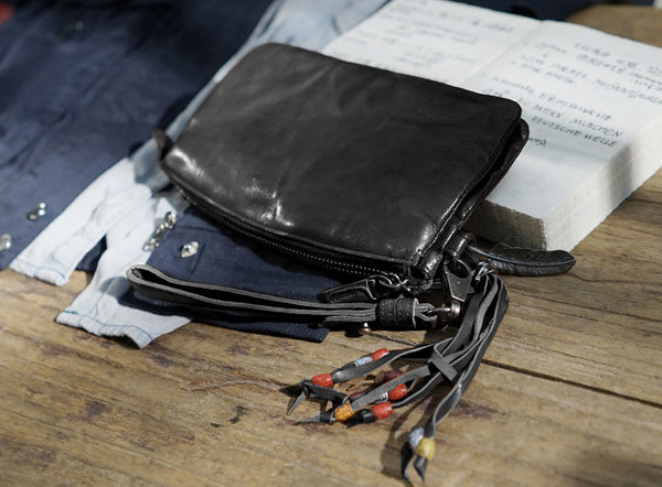 Boho Womens Leather Wallet That Holds Phone Leather Wallets With Tassels For Women Black