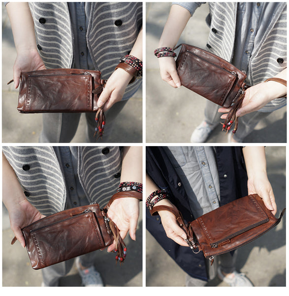 Boho Womens Leather Wallet That Holds Phone Leather Wallets With Tassels For Women Chic