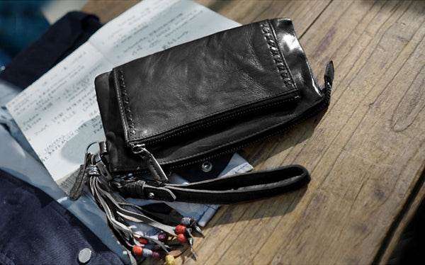 Boho Womens Leather Wallet That Holds Phone Leather Wallets With Tassels For Women Cool