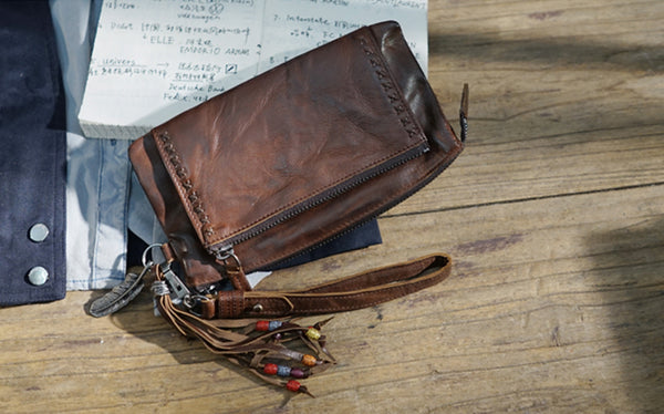 Boho Womens Leather Wallet That Holds Phone Leather Wallets With Tassels For Women Designer