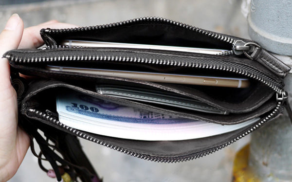 Boho Womens Leather Wallet That Holds Phone Leather Wallets With Tassels For Women Unique