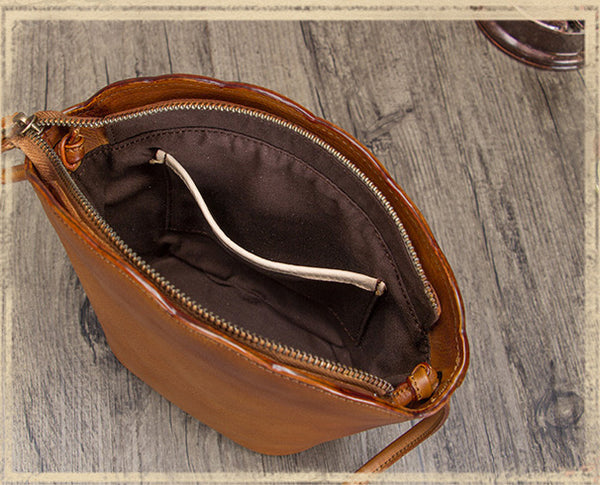 Boho Womens Rivets Genuine Leather Crossbody Bag Shoulder Purse For Women Inside