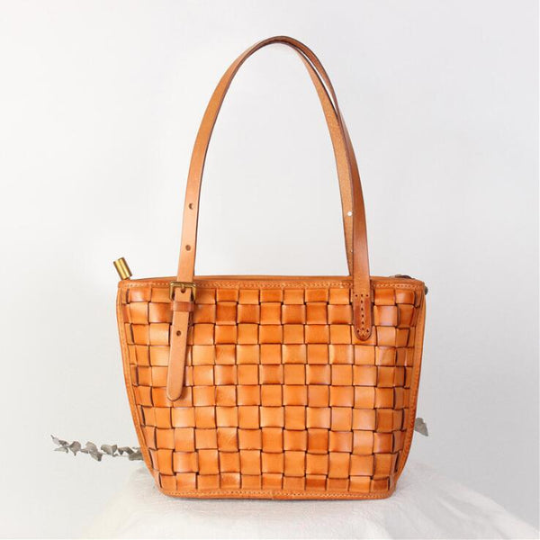 Boho Womens Woven Leather Tote Bag Purse Shoulder Handbags For Women Accessories