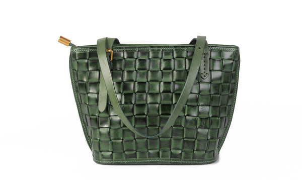 Boho Womens Woven Leather Tote Bag Purse Shoulder Handbags For Women Designer