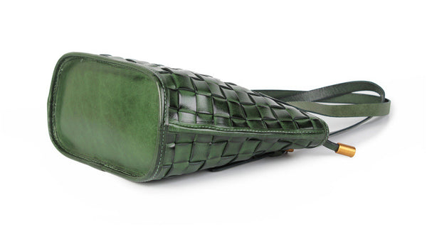 Boho Womens Woven Leather Tote Bag Purse Shoulder Handbags For Women Fashion