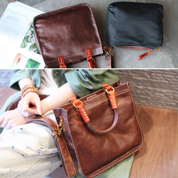 Brown Leather Totes Womens Unique Handbags Crossbody Bags for Women Designer