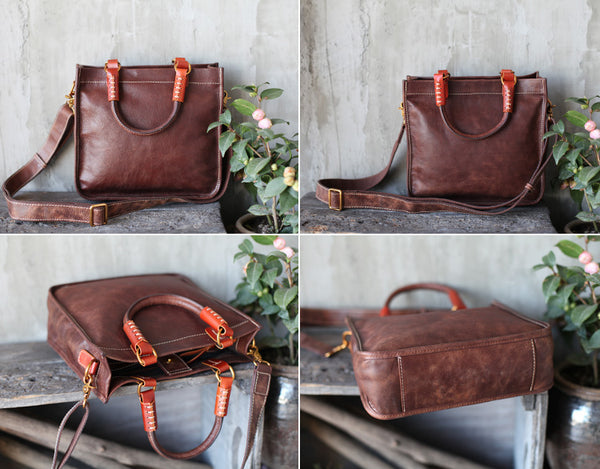 Brown Leather Totes Womens Unique Handbags Crossbody Bags for Women small