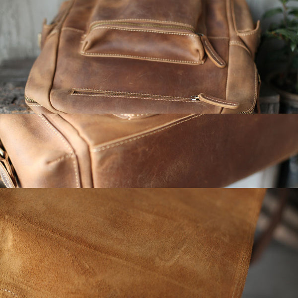 Brown Leather Womens Casual Backpack Purse Trendy Backpacks for Women cute