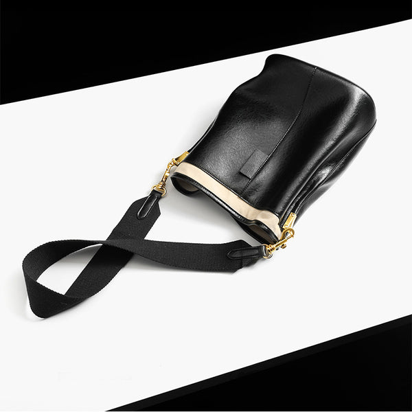 Brown Leather Womens Handbags Shoulder Bag Bucket Bag for Women fashion