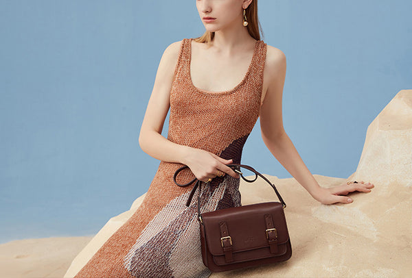 Brown Leather Womens Leather Crossbody Bags Satchel Bag for Women Details