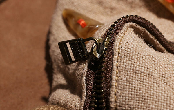 Brown Women's Cotton Canvas And Leather Backpack Rucksack Purse For Women Durable