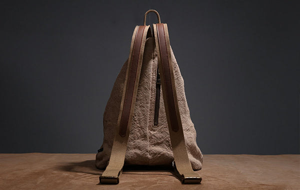 Brown Women's Cotton Canvas And Leather Backpack Rucksack Purse For Women Original