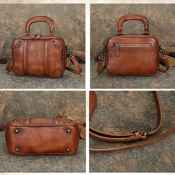 Brown Womens Designer Leather Handbags Small Crossbody Purse for Women Details