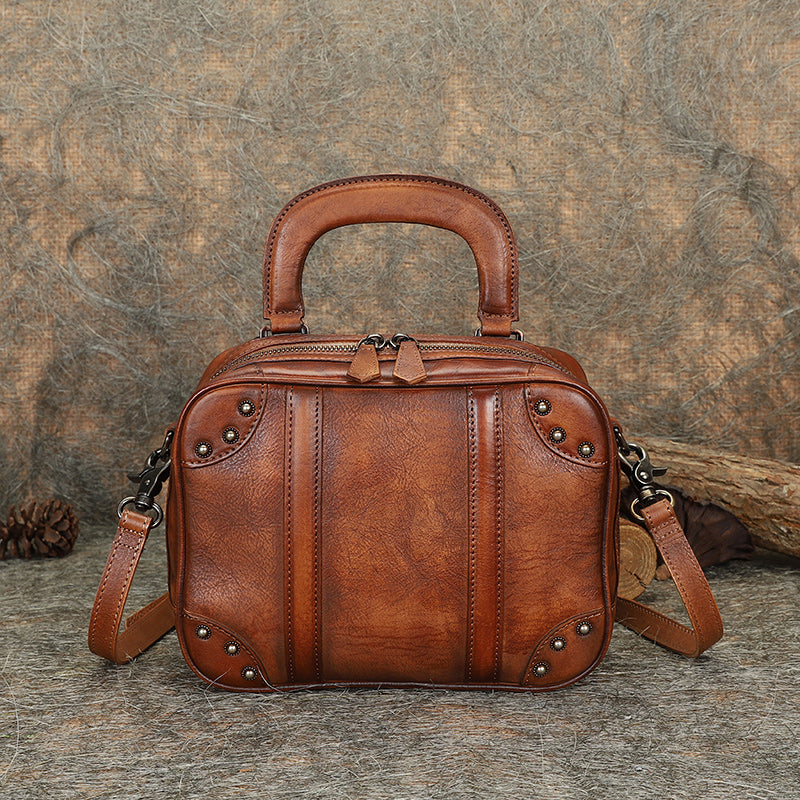 Brown Womens Designer Leather Handbags Small Crossbody Purse