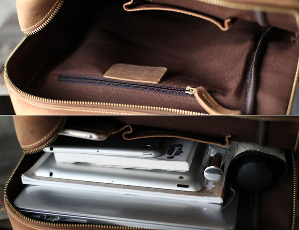 Brown Leather Womens Casual Backpack Purse Trendy Backpacks