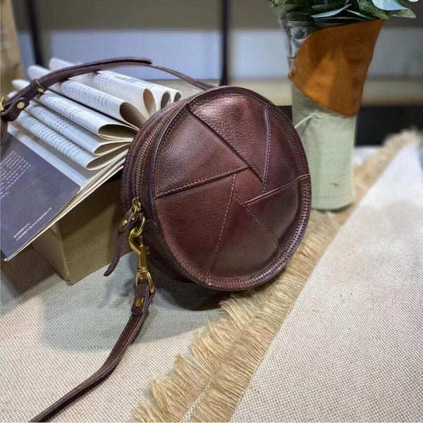 Casual Ladies Leather Circle Bag Over The Shoulder Purse For Women Beautiful