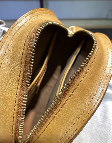 Casual Ladies Leather Circle Bag Over The Shoulder Purse For Women Cowhide