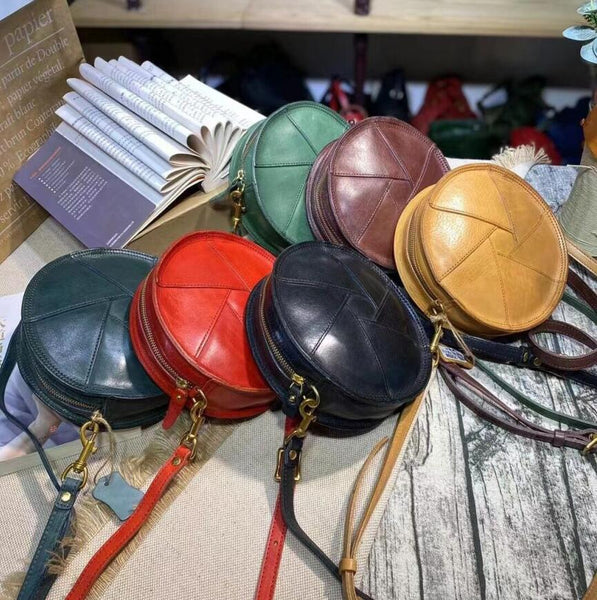Casual Ladies Leather Circle Bag Over The Shoulder Purse For Women