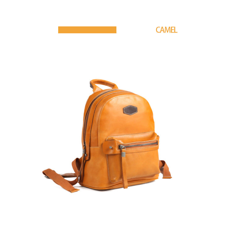 Casual Womens Genuine Leather Backpack Leather Rucksack Brown