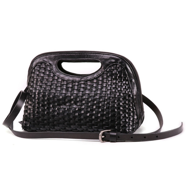 Boho Womens Woven Genuine Leather Satchel Handbag Side Bag Purse for Womens Fashion