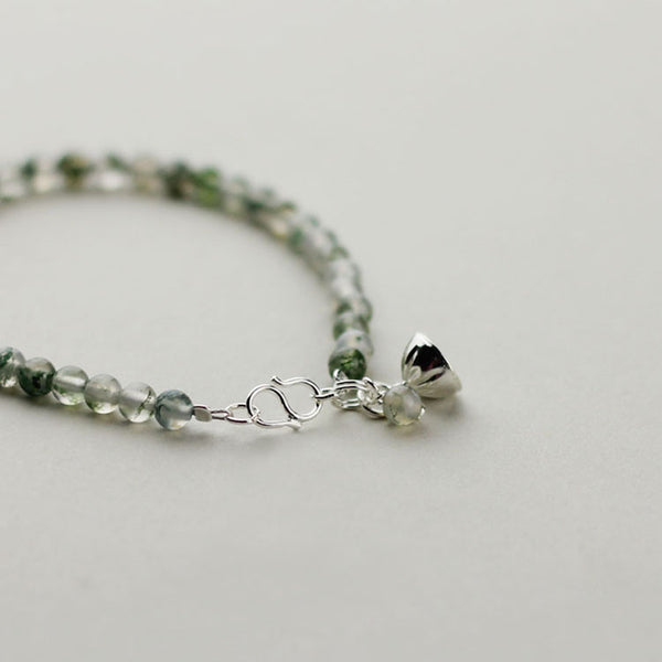 Charm Elastic Healing Agate Bead Bracelets With Sterling Silver For Women Beautiful