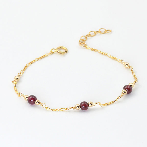 Charm Garnet Beaded Bracelets in 14K Gold