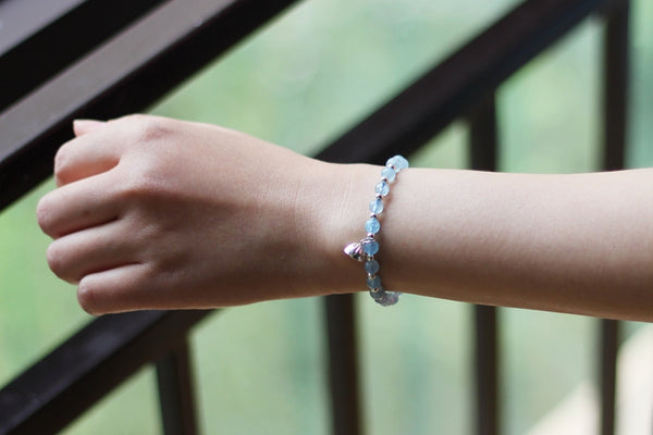 Charm Ladies 13mm Aquamarine Bead Bracelets Crystal Chakra Bracelet for Women Cute
