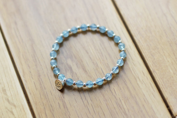 Charm Ladies 23mm Aquamarine Bead Bracelets Crystal Chakra Bracelet for Women Handmade