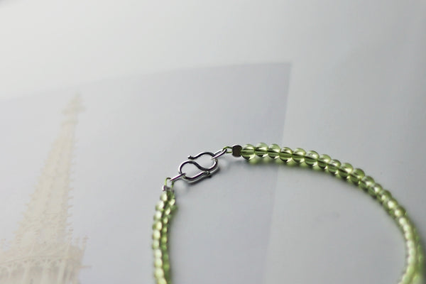 Charm Ladies Peridot and Strawberry Quartz Beaded Sterling Silver Bracelets for Women Cute