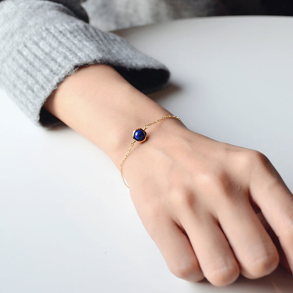 Charm Women's 14K Gold Bracelet Lapis Lazuli Beaded Bracelets for Women Accessories