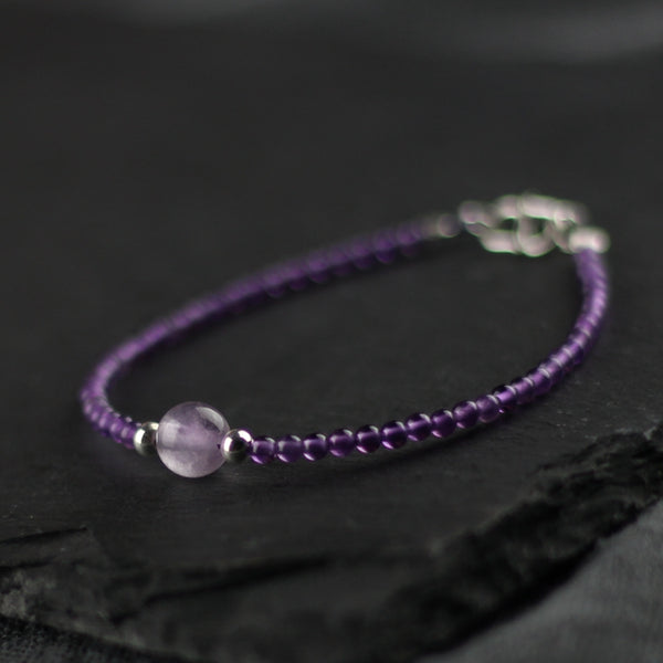 Charm Women's Amethyst Crystal Bead Bracelet Gemstone Bracelet February Birthstone Bracelet For Women Best