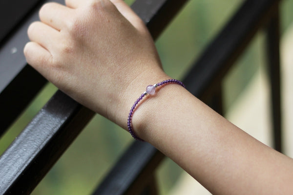 Charm Women's Amethyst Crystal Bead Bracelet Gemstone Bracelet February Birthstone Bracelet For Women Nice