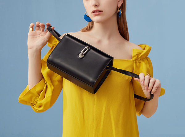 Chic Black Leather Womens Crossbody Bags Purse Shoulder Bag for Women designer