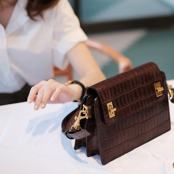 Chic Ladies Brown Leather Crossbody Purse Cross Shoulder Bag Affordable