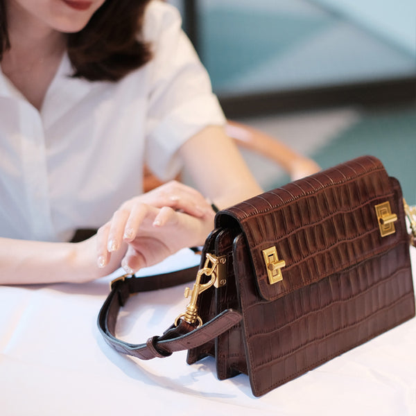 Chic Ladies Brown Leather Crossbody Purse Cross Shoulder Bag Beautiful