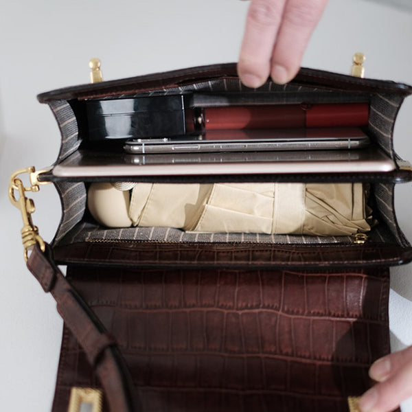 Chic Ladies Brown Leather Crossbody Purse Cross Shoulder Bag Capacity