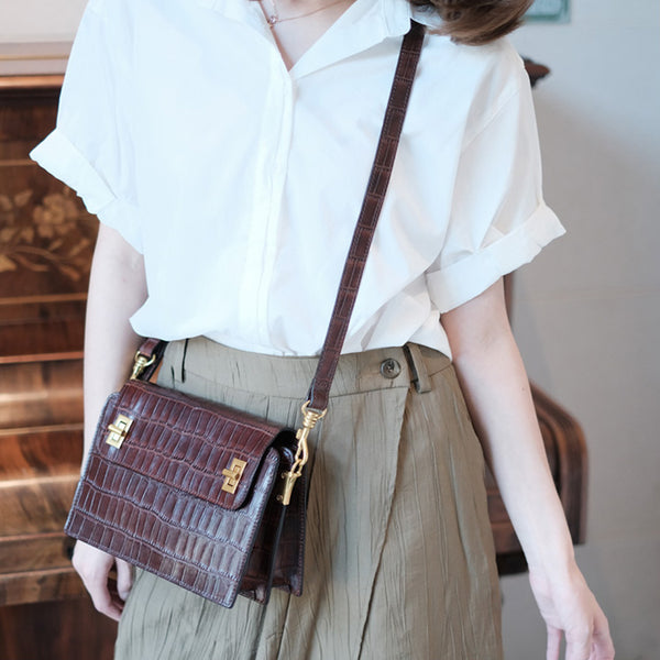 Chic Ladies Brown Leather Crossbody Purse Cross Shoulder Bag Durable