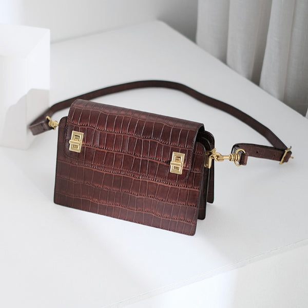 Chic Ladies Brown Leather Crossbody Purse Cross Shoulder Bag Fashion