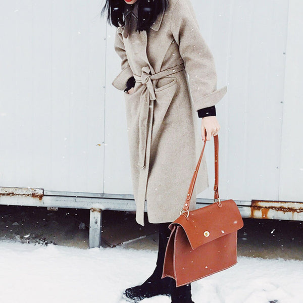 Chic Ladies Brown Leather Handbags Leather Shoulder Bag for Women Accessories