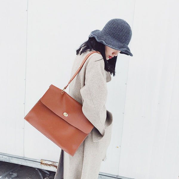 Chic Ladies Brown Leather Handbags Leather Shoulder Bag for Women best