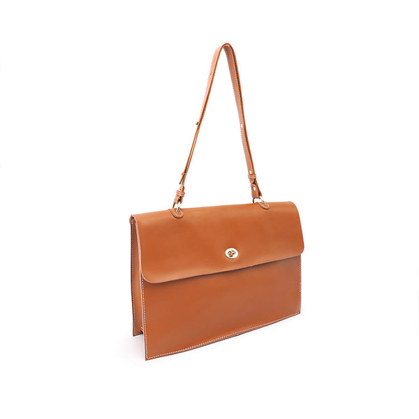 Chic Ladies Brown Leather Handbags Leather Shoulder Bag for Women Genuine Leather