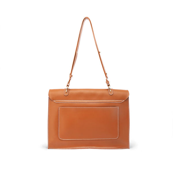 Chic Ladies Brown Leather Handbags Leather Shoulder Bag for Women Minimalism