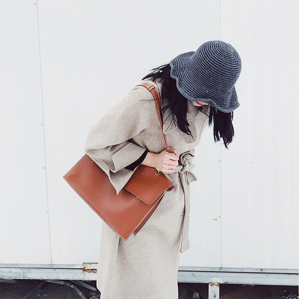 Chic Ladies Brown Leather Handbags Leather Shoulder Bag for Women best