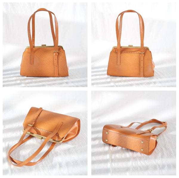 Chic Ladies Genuine Leather Cross Shoulder Bag Handbags For Women Brown