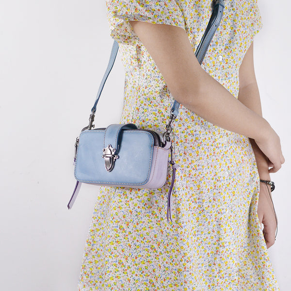 Chic Ladies Small Wax Leather Shoulder Satchel Bags Crossbody Purse for Women Boutique
